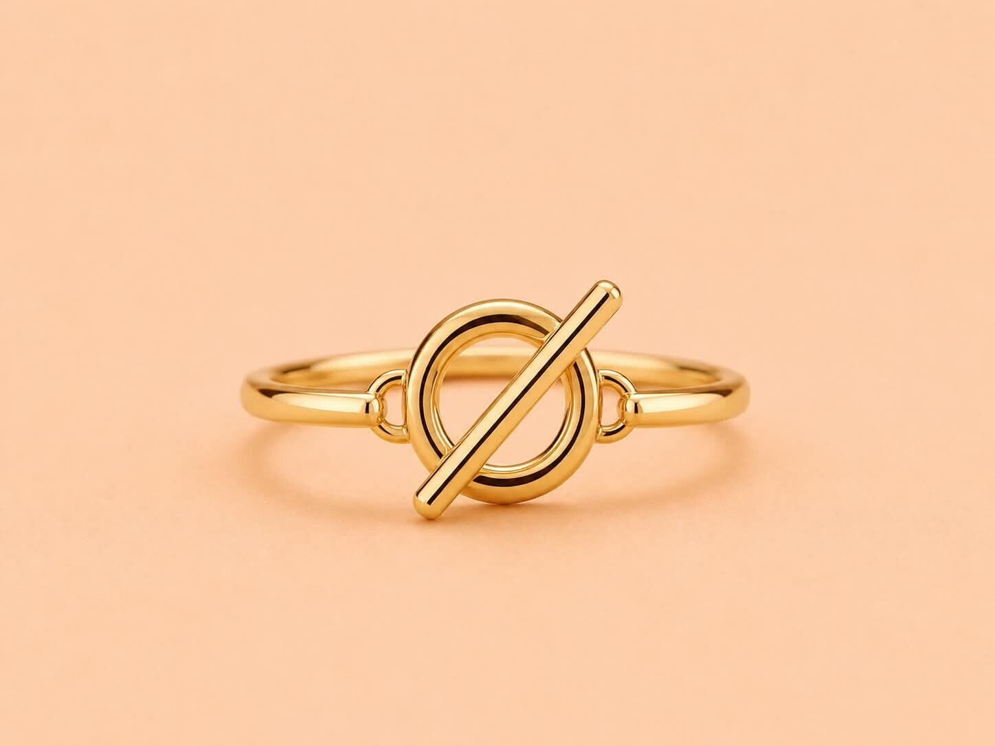 Bague dorée ajustable anneau et barre graphique