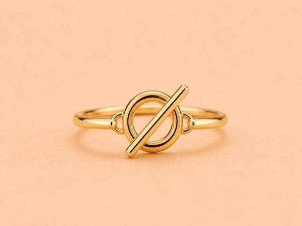 Bague dorée ajustable anneau et barre graphique