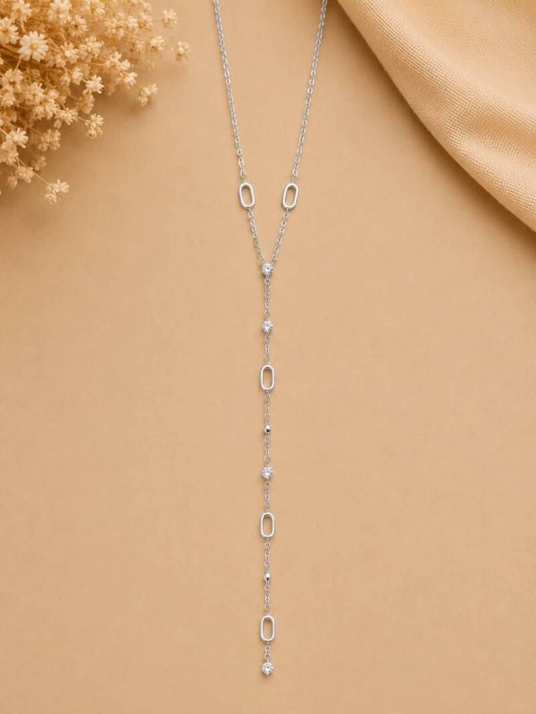 Collier en Y à maillons maille marine strass Argent