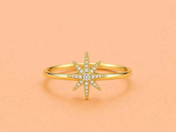 Bague ouverte étoile strassé rotative anti stress Doré