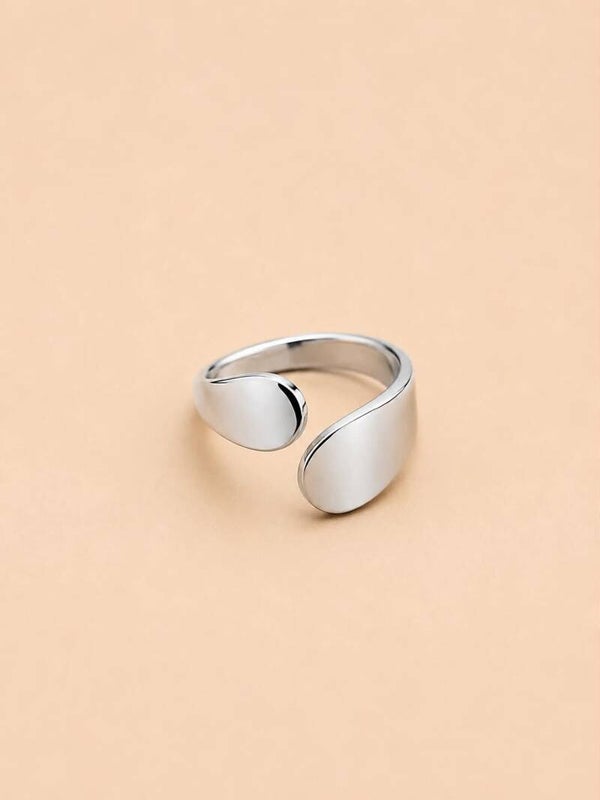 Bague ouverte à l'avant doubles pastilles polies Argent
