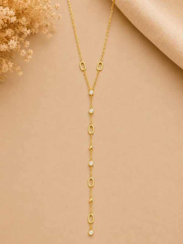 Collier en Y à maillons maille marine strass Doré