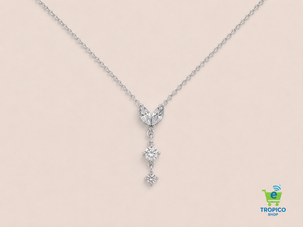 Collier Argenté Strass Pendant Argenté
