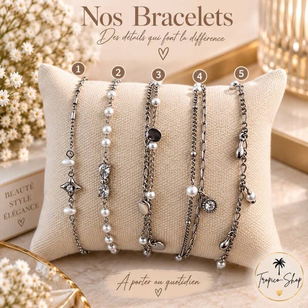 Bracelets à perles, strass