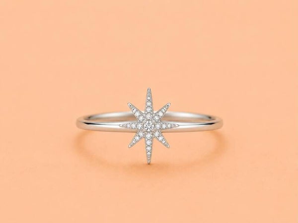 Bague ouverte étoile strassé rotative anti stress Argent