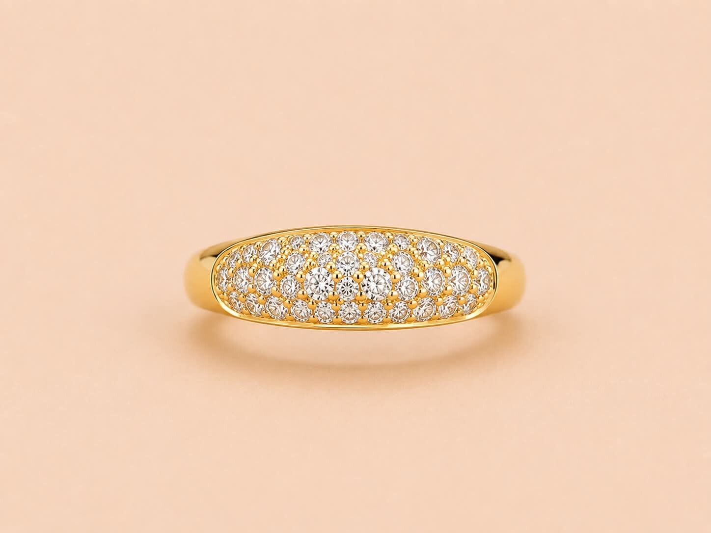 Bague ouverte pavée de strass esprit galaxie Doré