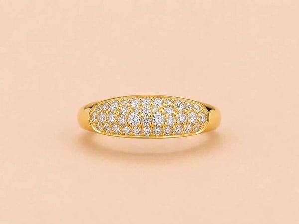 Bague ouverte pavée de strass esprit galaxie Doré