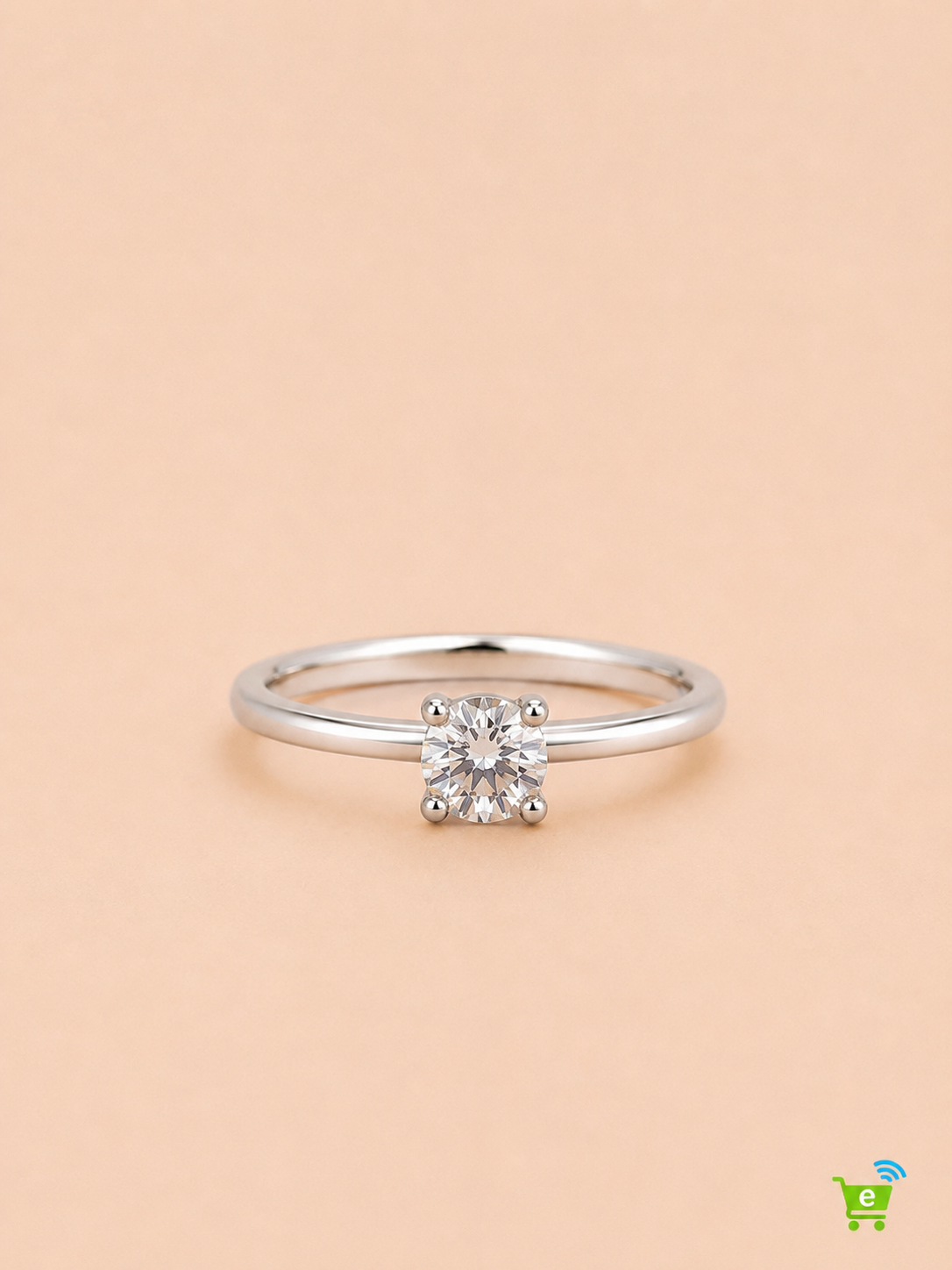 Bague ajustable solitaire en strass rond Argenté
