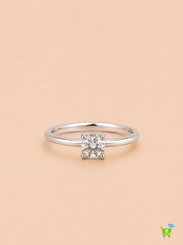 Bague ajustable solitaire en strass rond Argenté