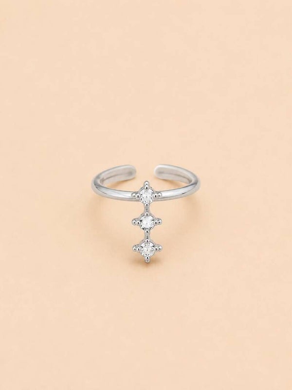 Bague ajustable trio de strass Argent