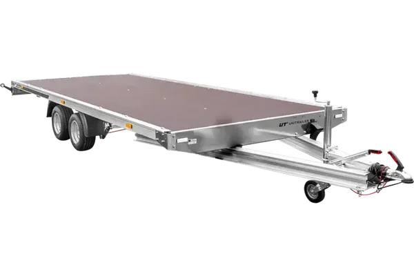 Dépanneuse plate-forme en aluminium à deux essieux UNIPLAT 600 ALU PTAC 3500 KG avec rampes de chargement