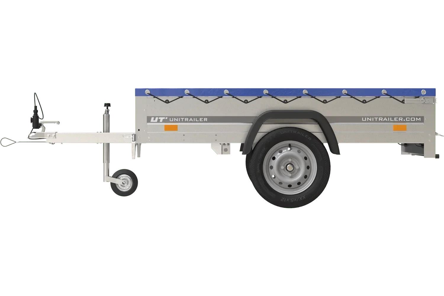 Remorque de jardin 200 Kipp avec roue jockey, châssis H-0 et bâche bleue