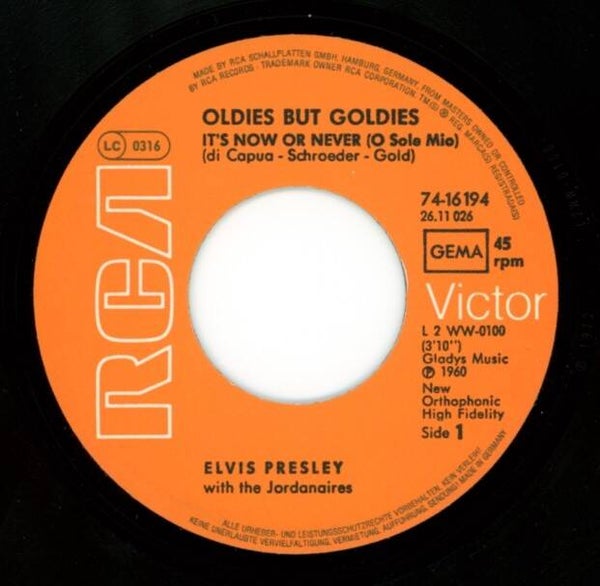 Elvis Presley – It's Now Or Never / Are You Lonesome To-Night