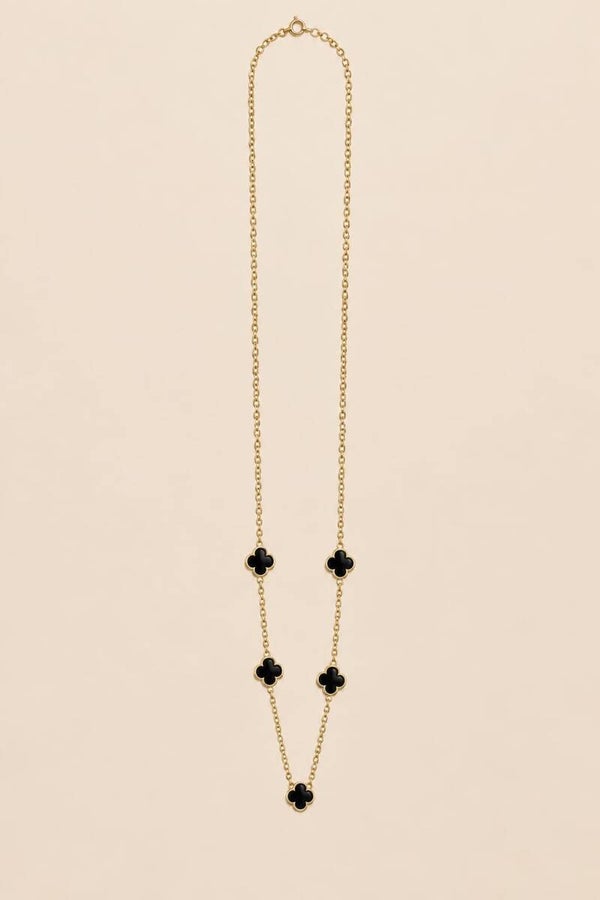 Collier trèfle noir