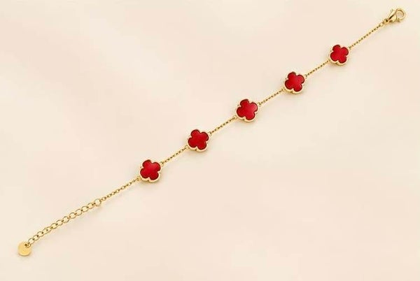 Bracelet trèfle rouge