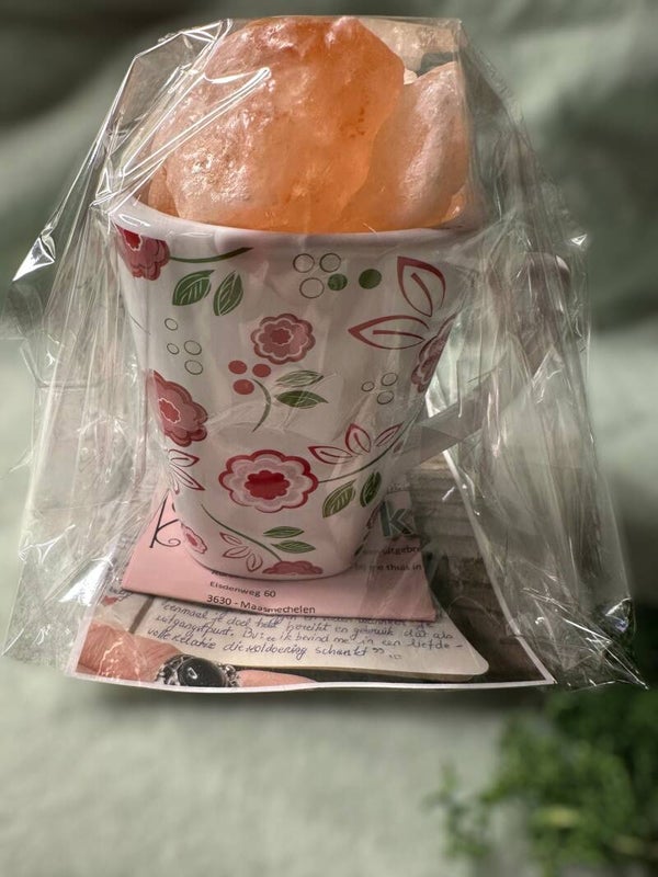 Koffietas met Himalaya zout (175 gram zout) Kleur wit/rood/roze/groen