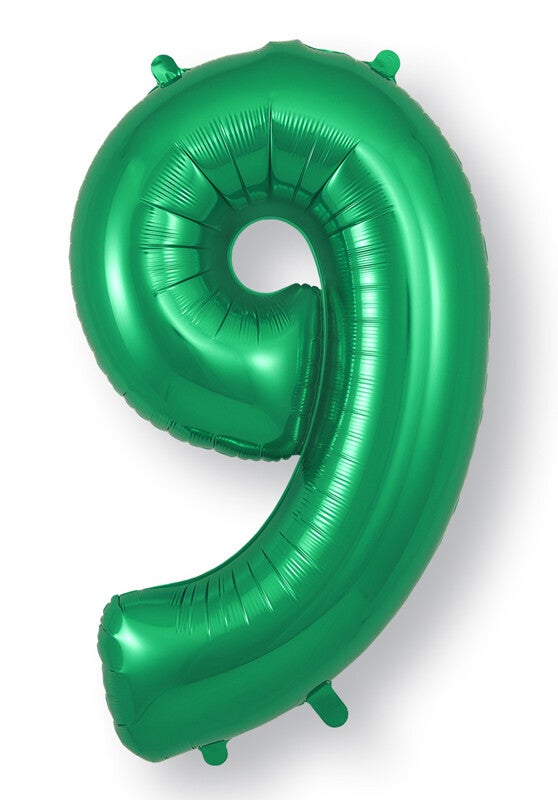 Green no.9 helium balloon