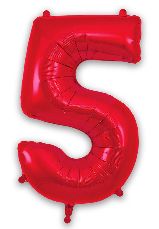 Red no.5 helium balloon