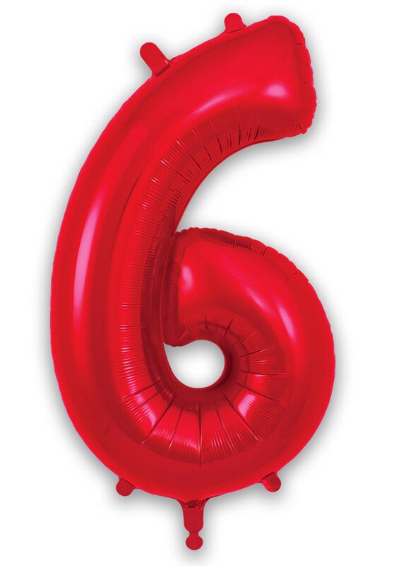Red no.6 helium balloon