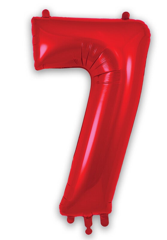 Red no.7 helium balloon