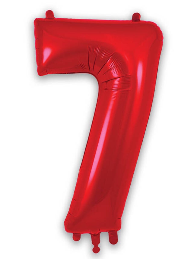 Red no.7 helium balloon