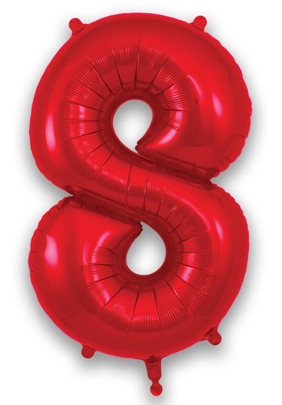 Red no.8 helium balloon