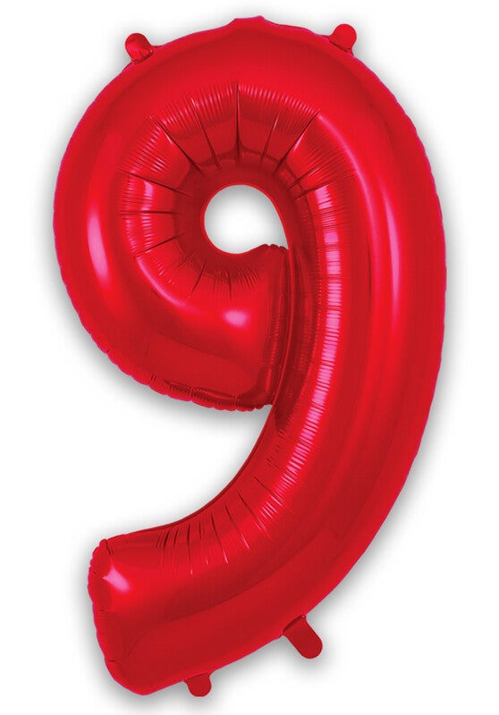 Red no.9 helium balloon