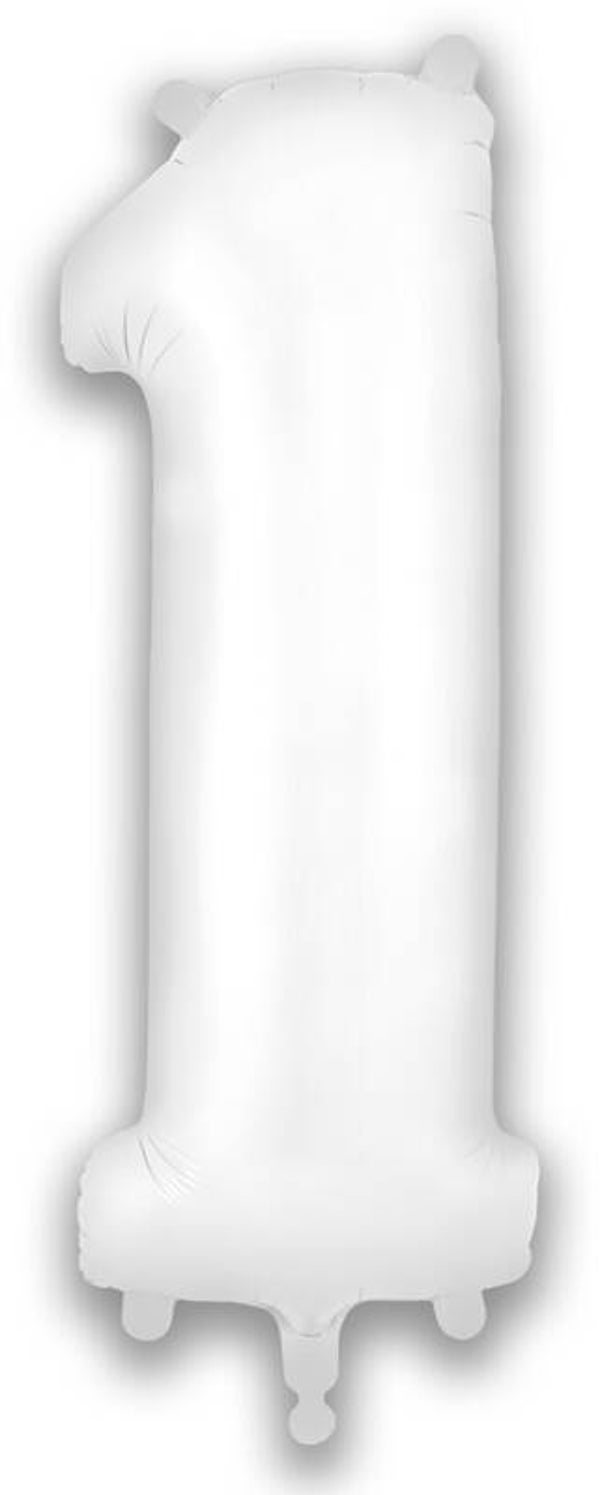 White matte no.1 helium balloon