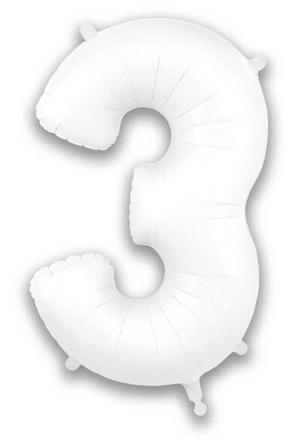 White matte no.3 helium balloon