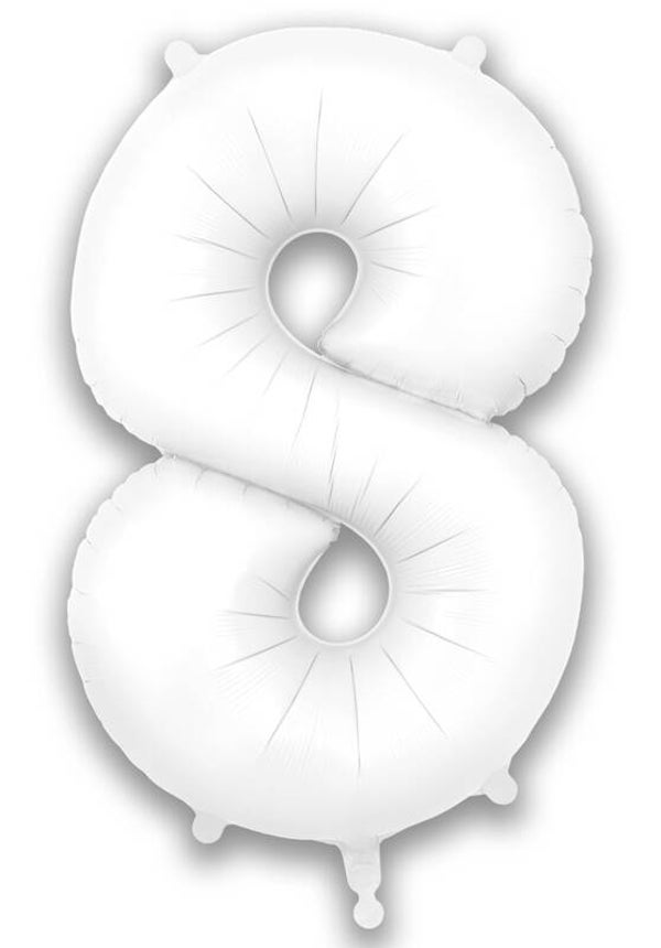 White matte no.8 helium balloon