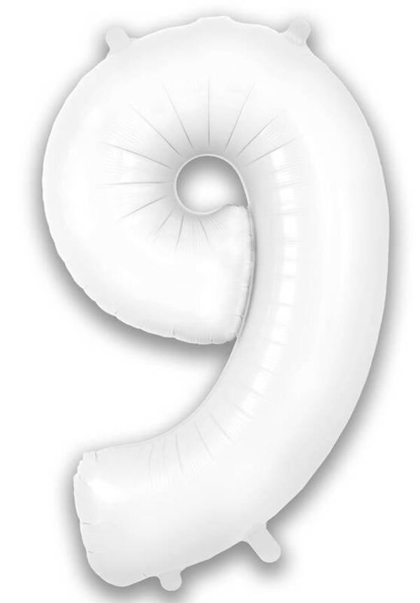 White matte no.9 helium balloon
