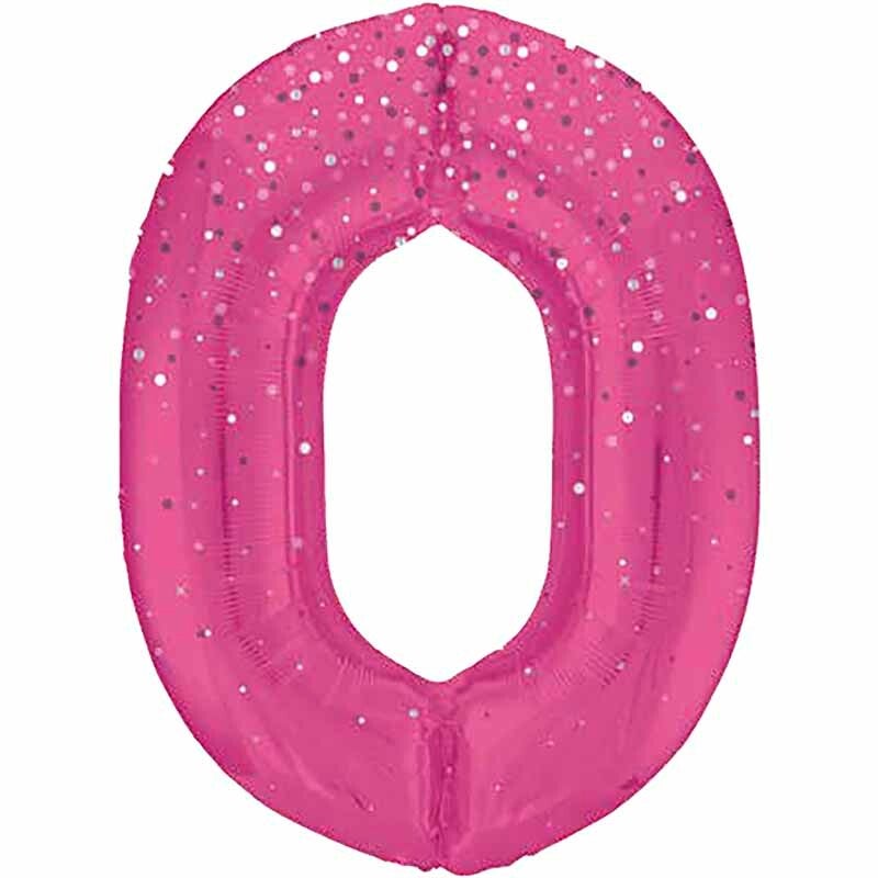 Pink glitz no.0 helium balloon