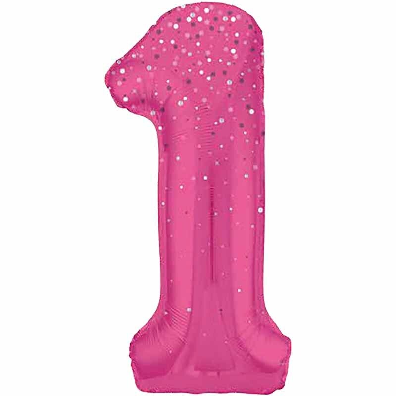 Pink glitz no.1 helium balloon