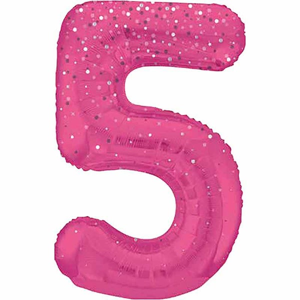 Pink glitz no.5 helium balloon