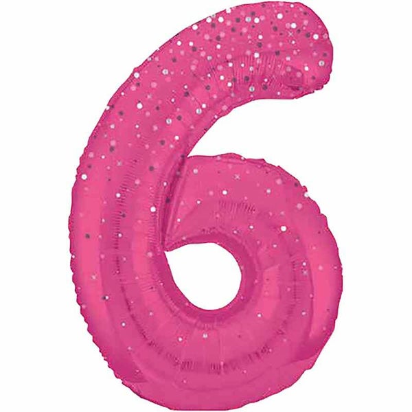 Pink glitz no.6 helium balloon