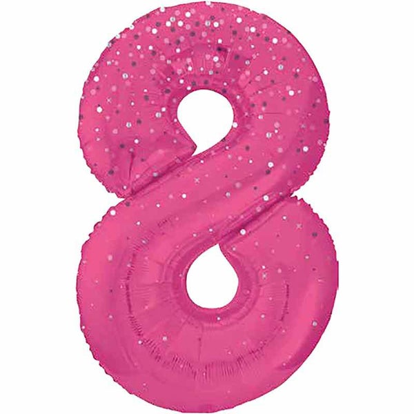 Pink glitz no.8 helium balloon