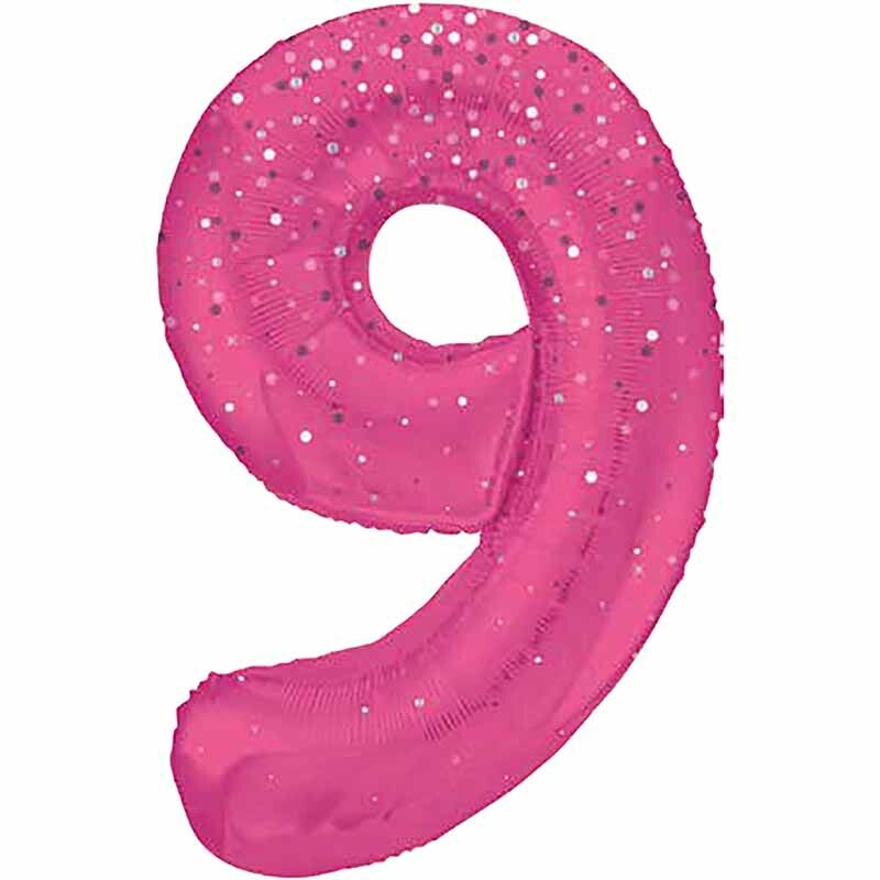 Pink glitz no.9 helium balloon