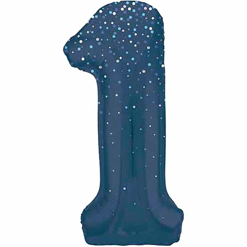 Blue glitz no.1 helium balloon