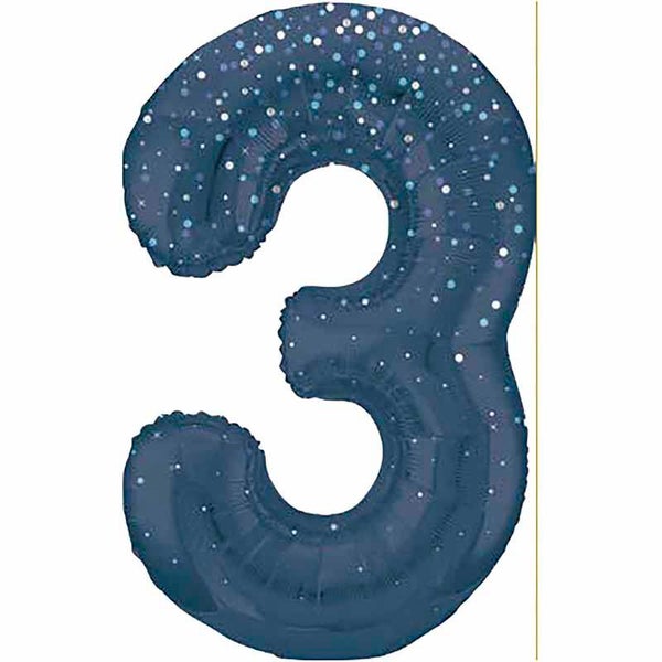 Blue glitz no.3 helium balloon