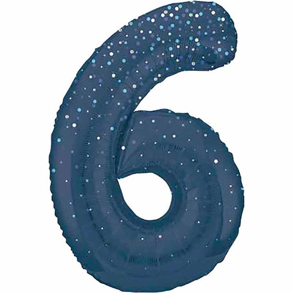 Blue glitz no.6 helium balloon