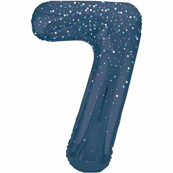 Blue glitz no.7 helium balloon