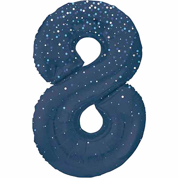 Blue glitz no.8 helium balloon