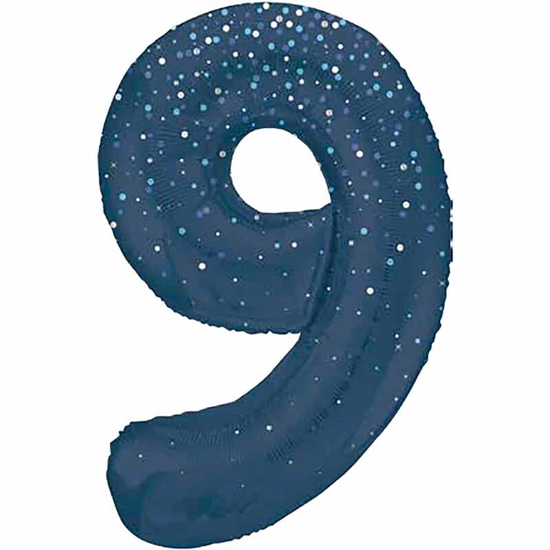 Blue glitz no.9 helium balloon