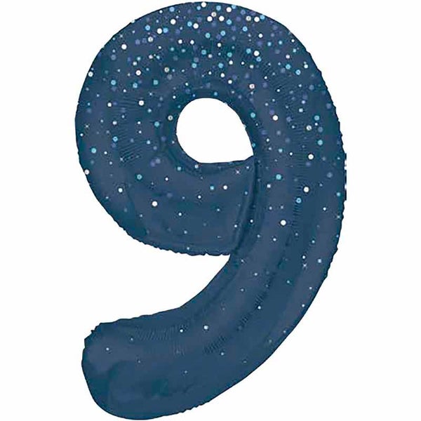Blue glitz no.9 helium balloon