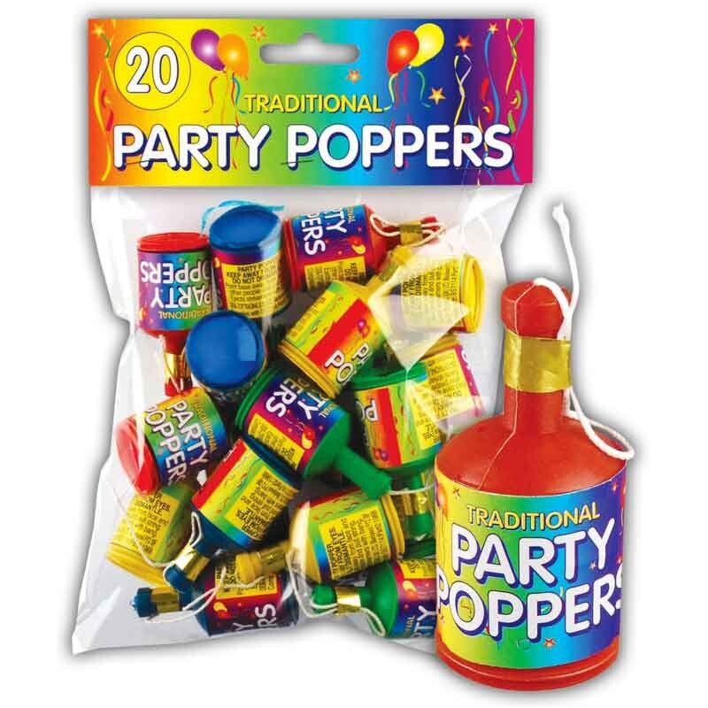 Pack of 20 party poppers