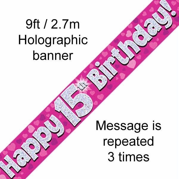 Happy 15th Birthday Banner