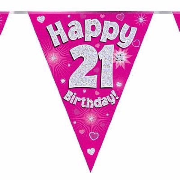 Pink age 21 bunting