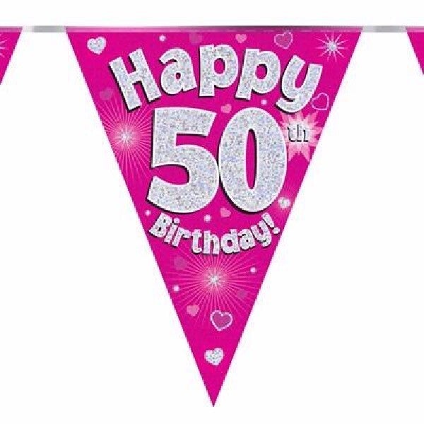 Pink age 50 bunting