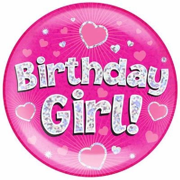Pink birthday girl badge