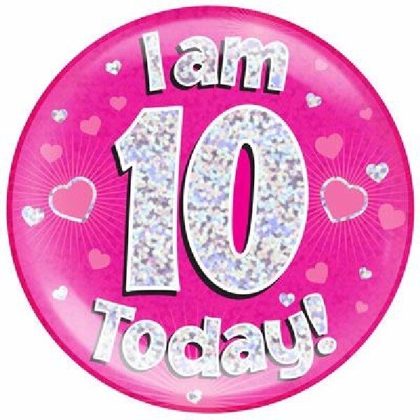 Pink age 10 badge